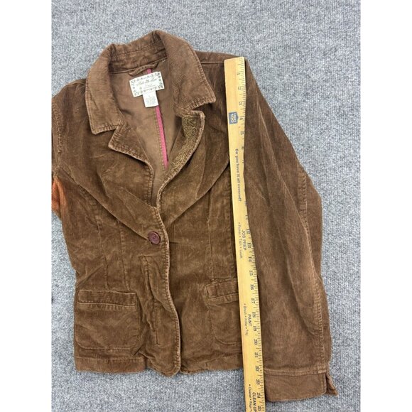 Fossil Corduroy Jacket Women's Large Brown Blazer Button Up Pockets - Picture 5 of 10